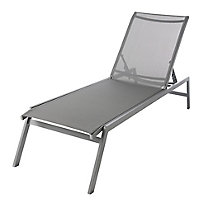 Batz Steel grey Metal Sun lounger