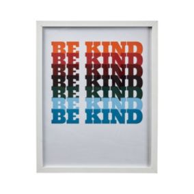Be Kind White Framed print (H)50cm x (W)40cm