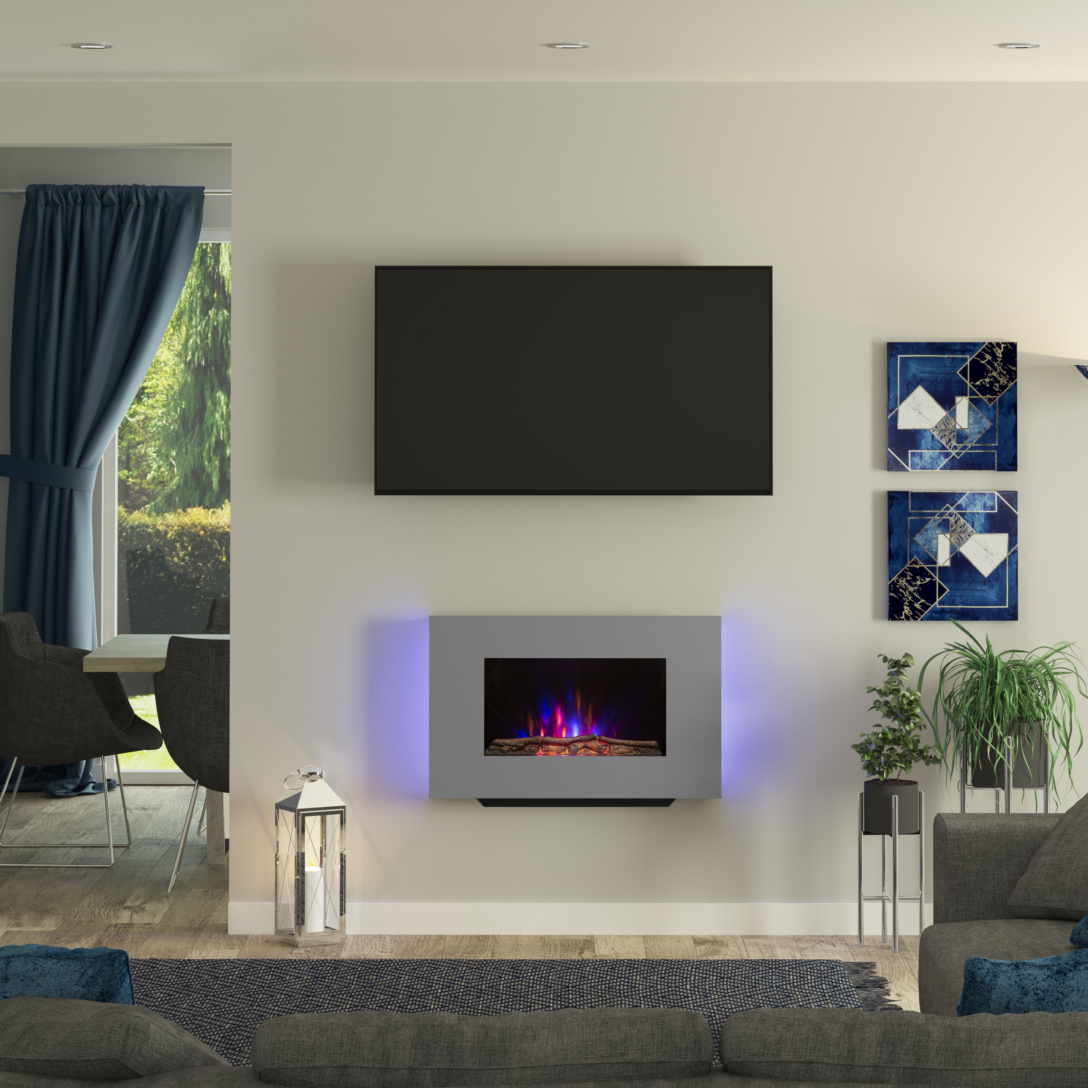 Be Modern Abington 2kW Grey Glass effect Electric Fire