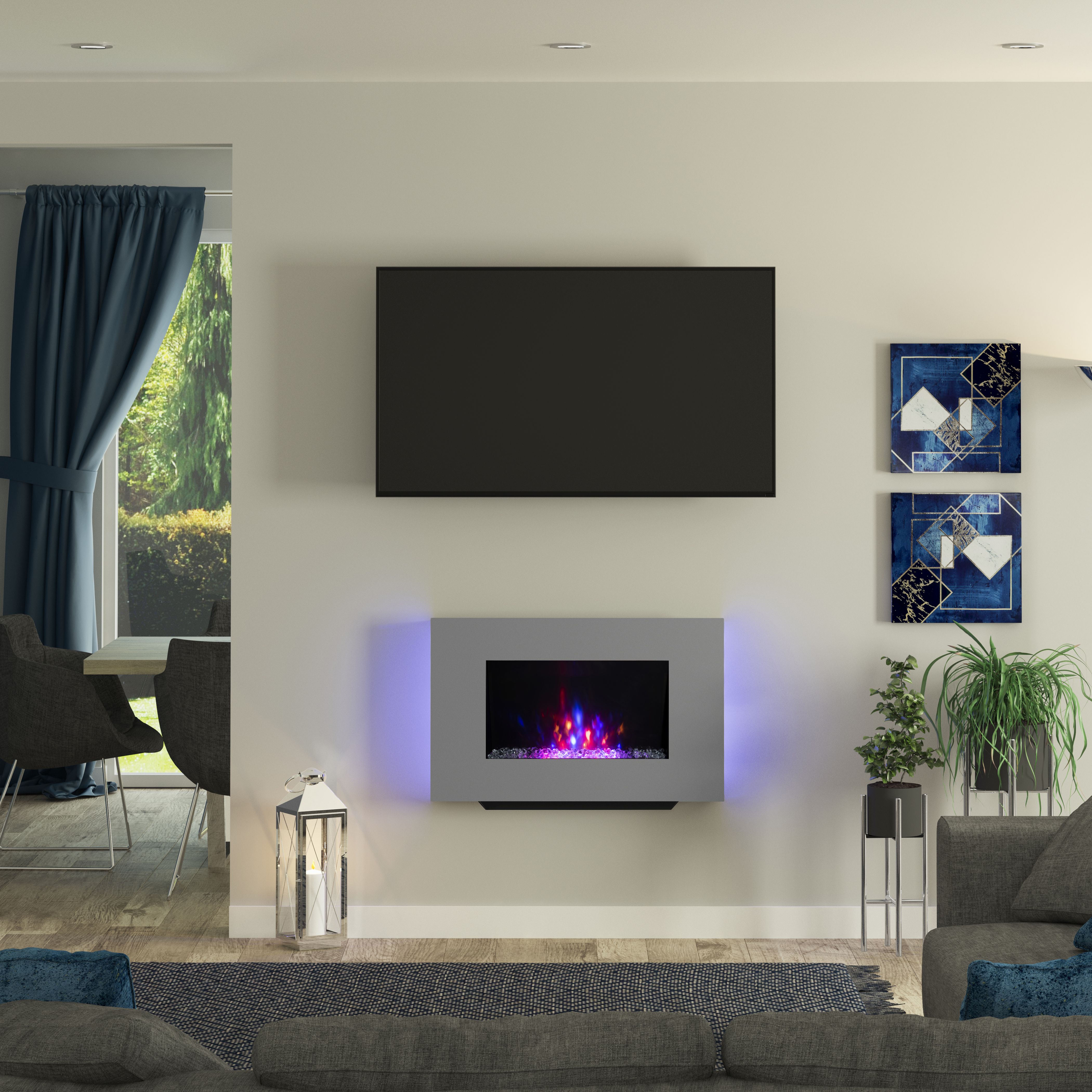 Be Modern Abington 2kW Grey Glass effect Electric Fire