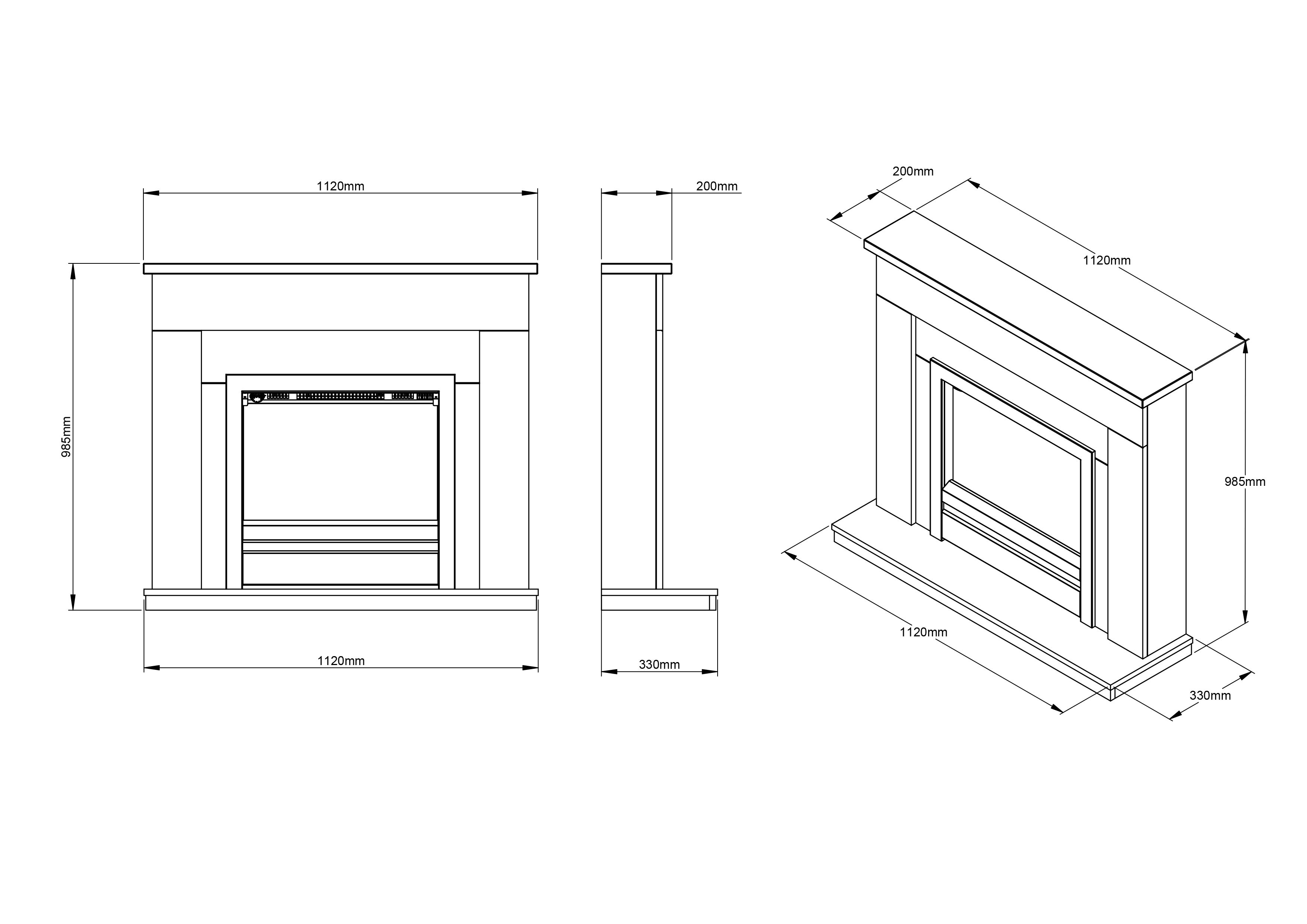Be Modern Alder Light grey & oak effect Inset Electric Fire suite