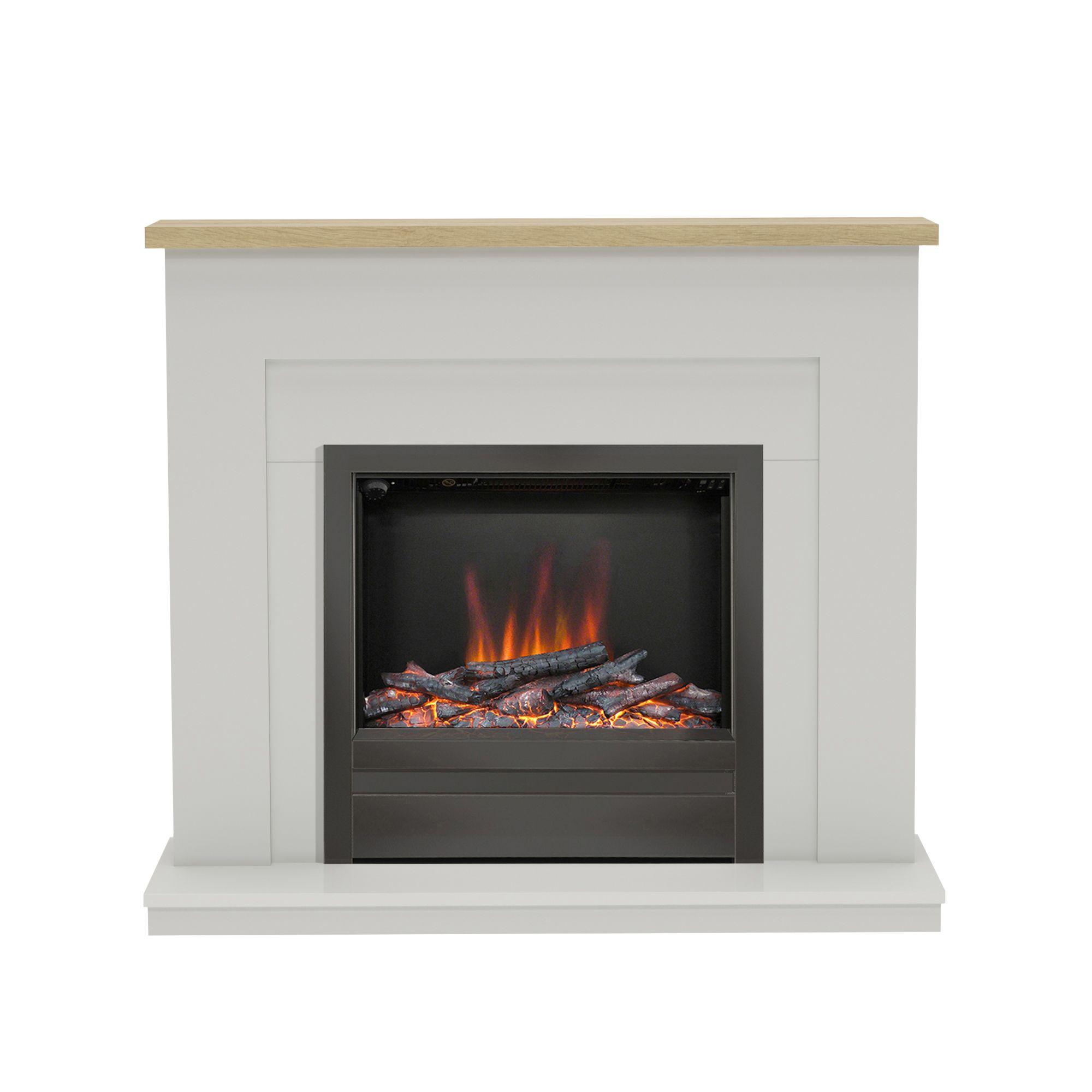 Be Modern Alder Light grey u0026 oak Electric Fire suite | DIY at Bu0026Q