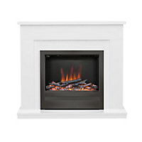 Be Modern Alder White & black Nickel effect Inset Electric Fire suite
