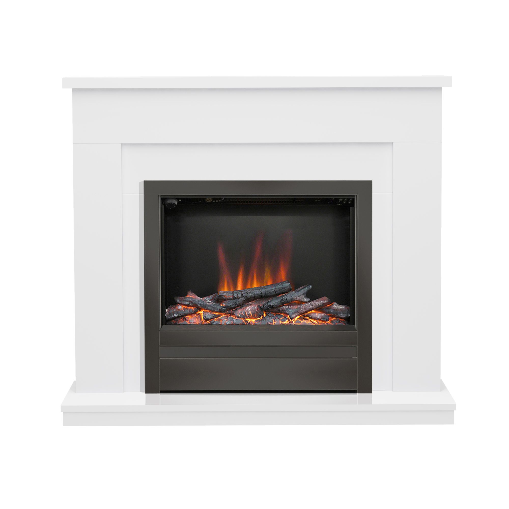 Be Modern Alder White & black Nickel effect Inset Electric Fire suite