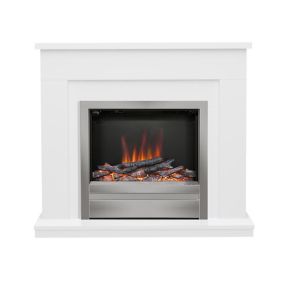 Be Modern Alder White Chrome effect Electric Fire suite
