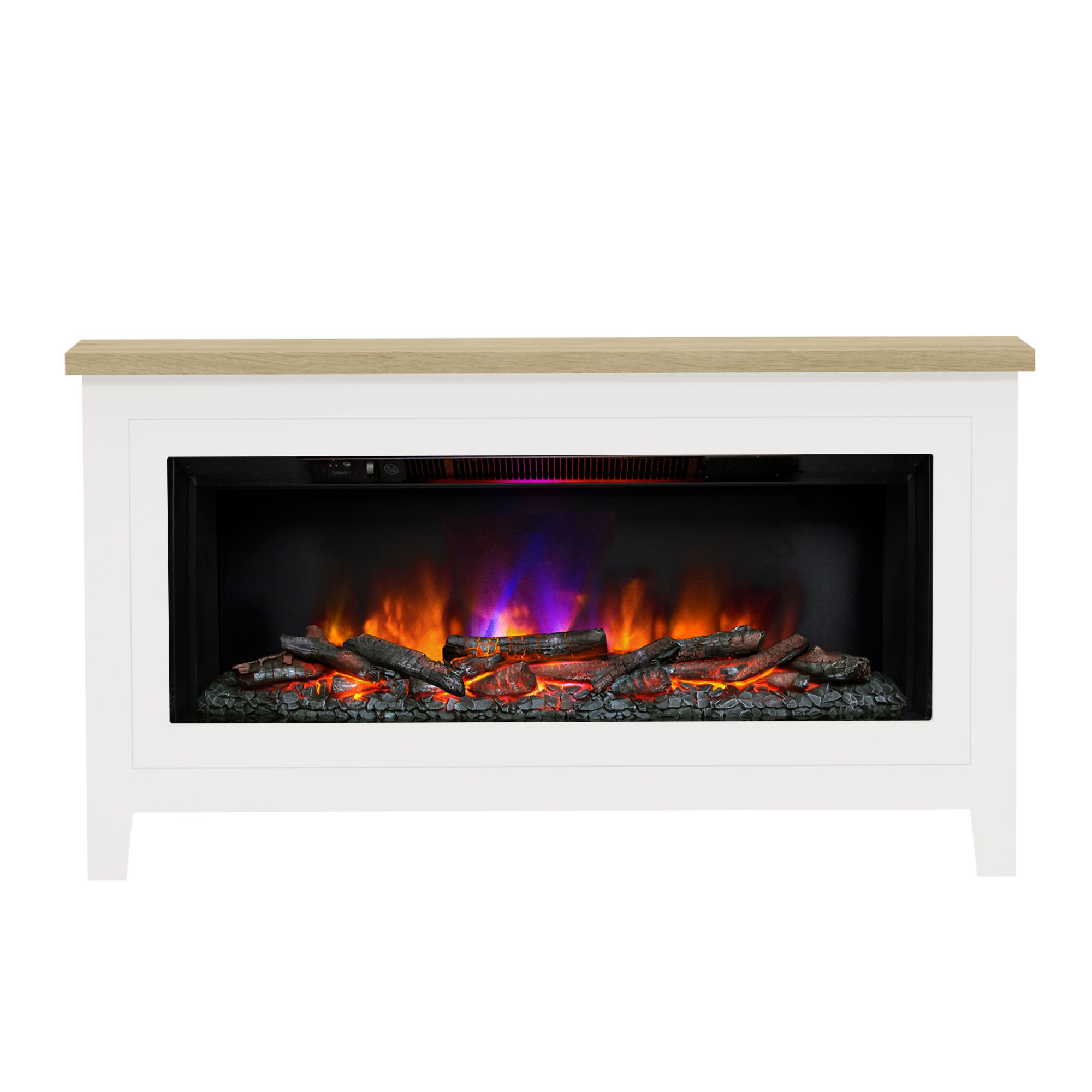 Be Modern Amwell White Oak effect Inset Electric Fire suite DIY at B&Q