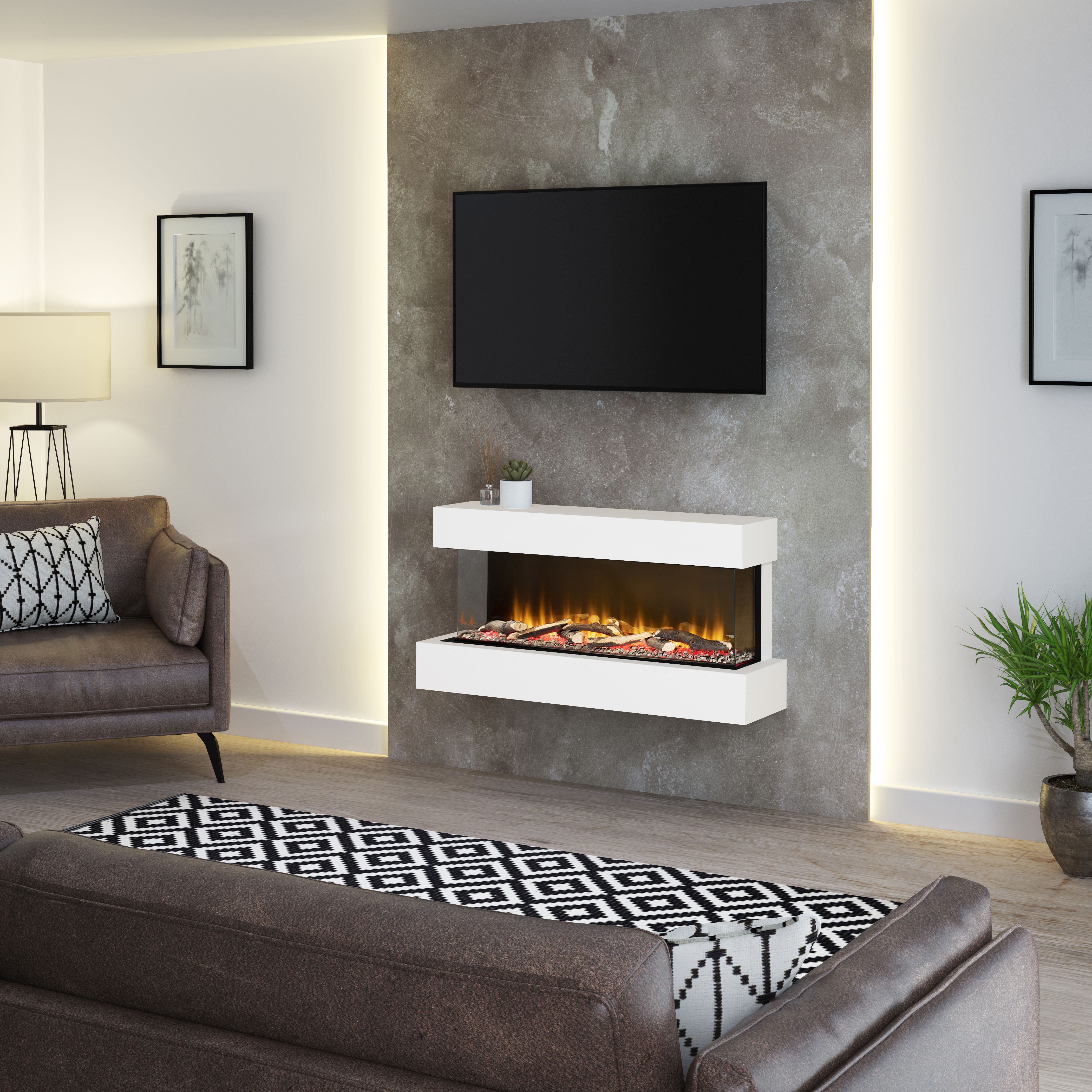 Be Modern Ashgrove 2kW Matt White Wall-mounted Electric Fire