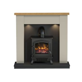 Be Modern Attley Black Stone effect Electric Stove suite