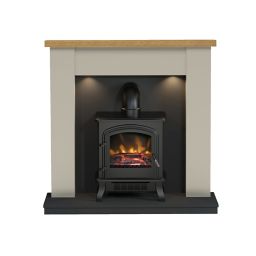 Be Modern Attley Black Stone effect Stove suite