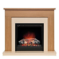 Be Modern Blakemere Oak effect Freestanding Electric Fire suite