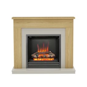 Be Modern Blakemere Stone Oak effect Inset Electric Fire suite