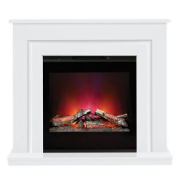 Be Modern Calida White & black Glass effect Fire suite