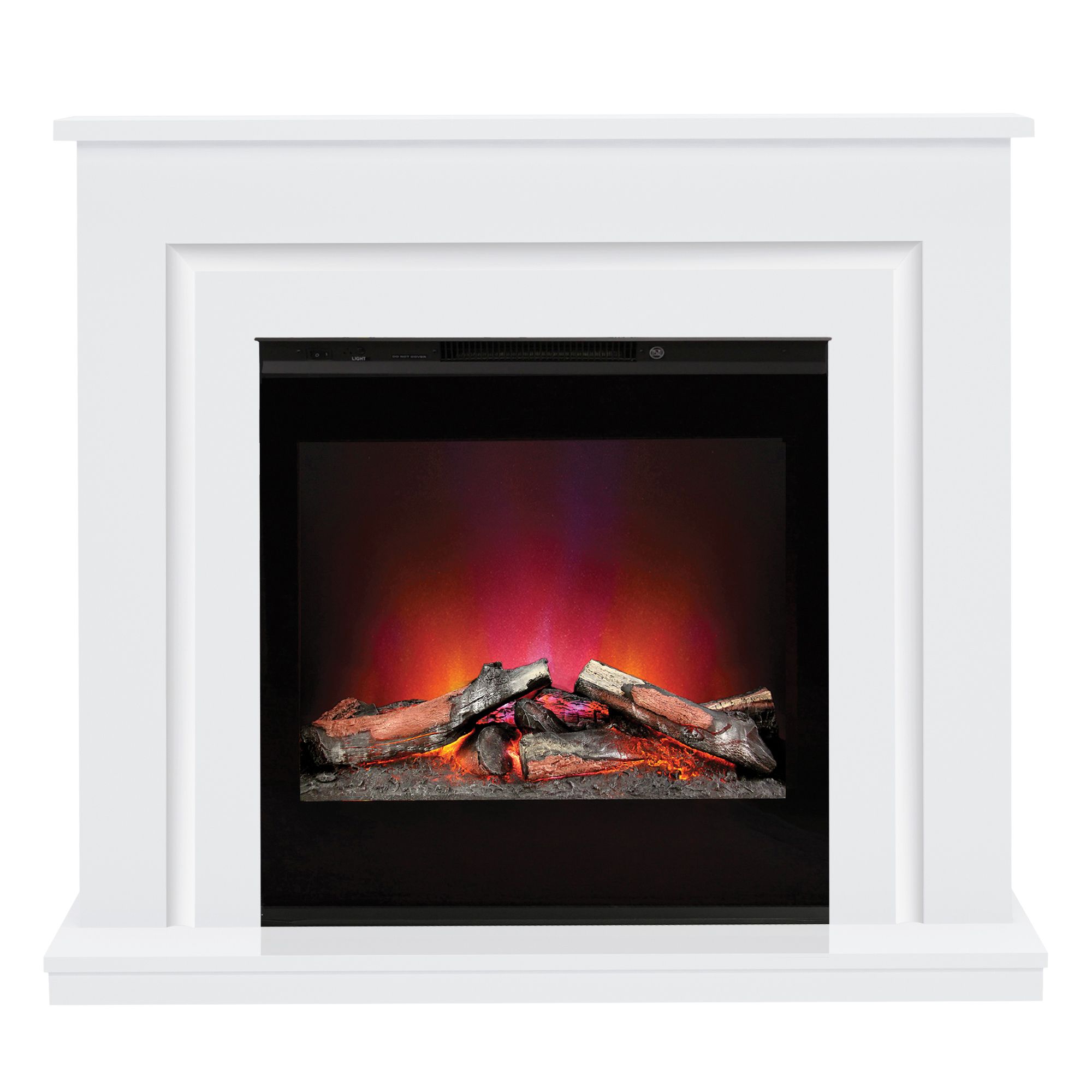 Be Modern Calida White & black Glass effect Inset Electric Fire suite