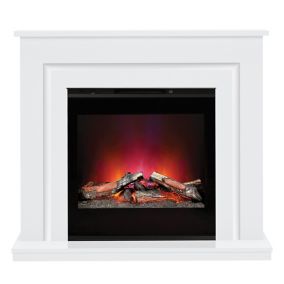 Be Modern Calida White & black Glass effect Inset Electric Fire suite