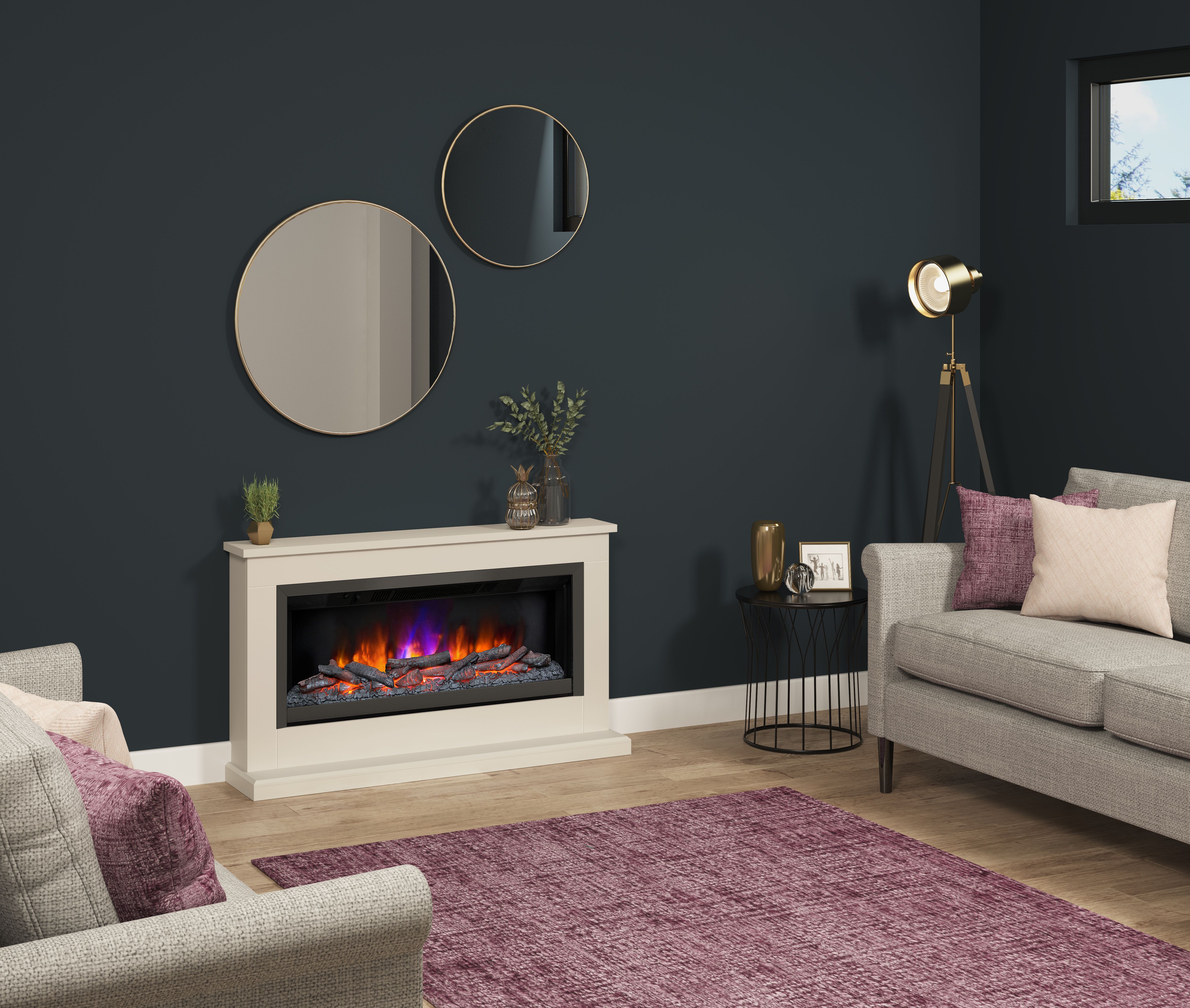 Be Modern Camaro Pearlescent Cashmere Freestanding Electric fire suite