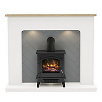 Be Modern Charing White & oak Electric Fire suite
