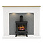 Be Modern Charing White & oak Freestanding Electric Fire suite