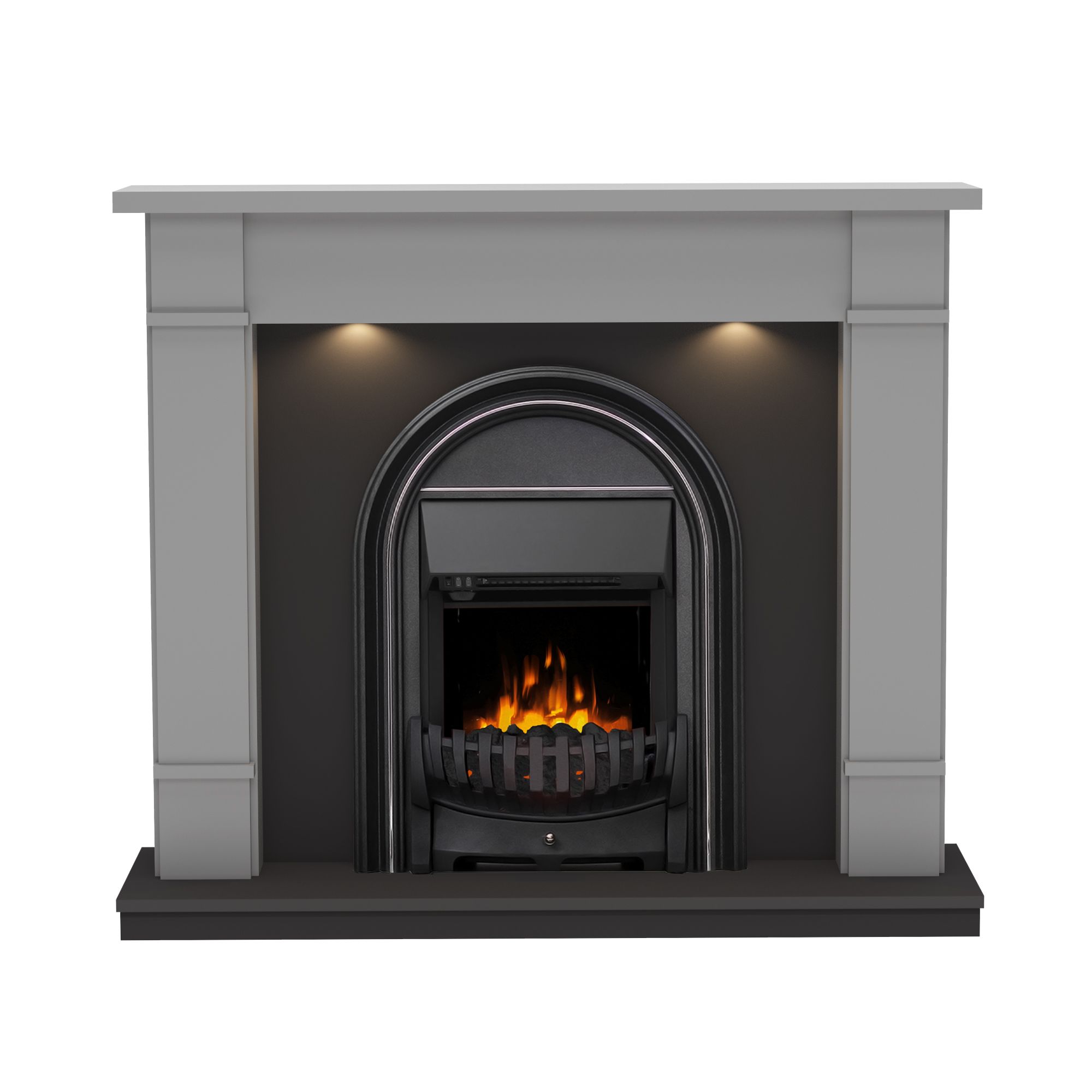 Be Modern Deansgate Light grey & black Inset Electric Fire suite