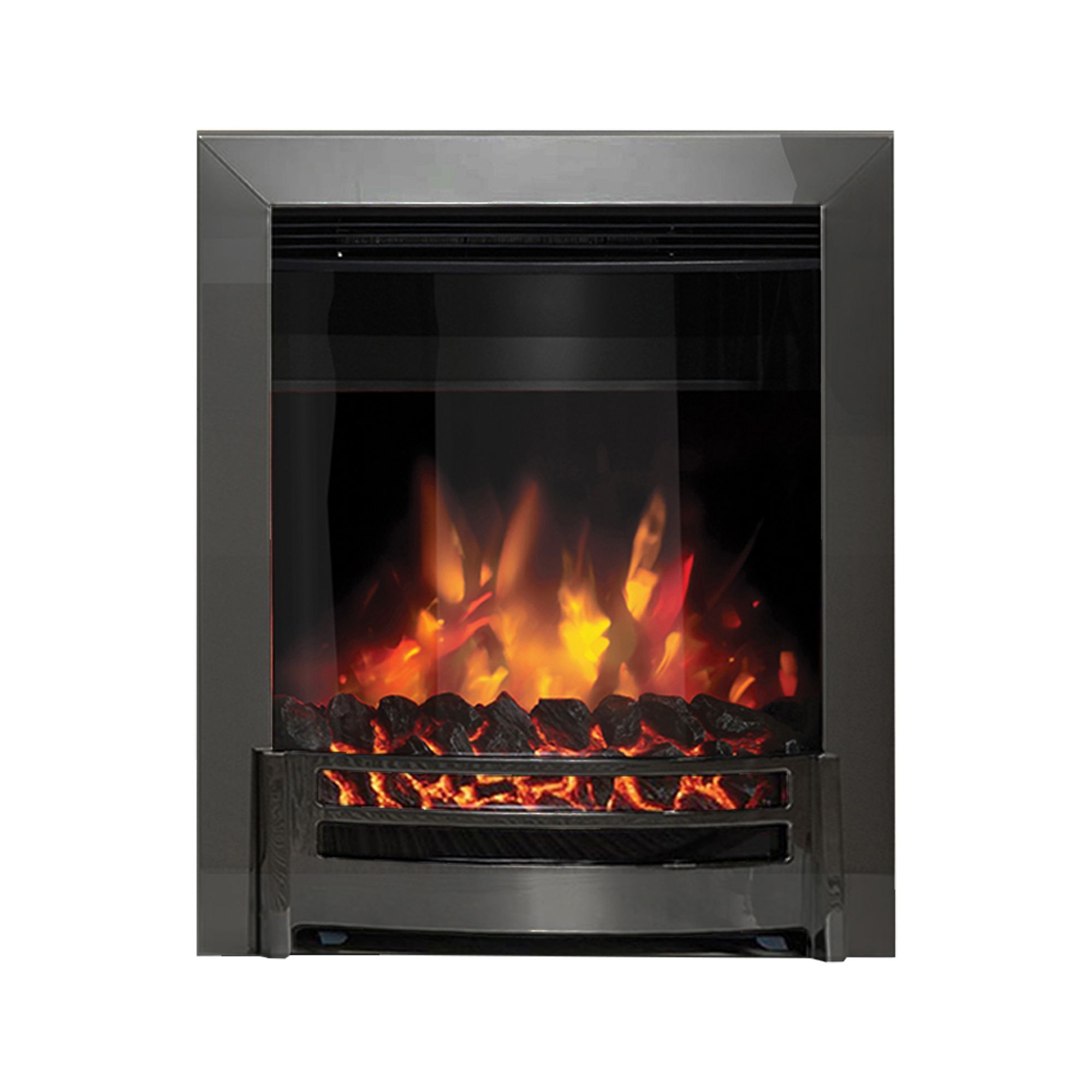 Be Modern Edana 2kW Black Chrome effect Electric Fire (H)565mm (W)413mm (D)75mm