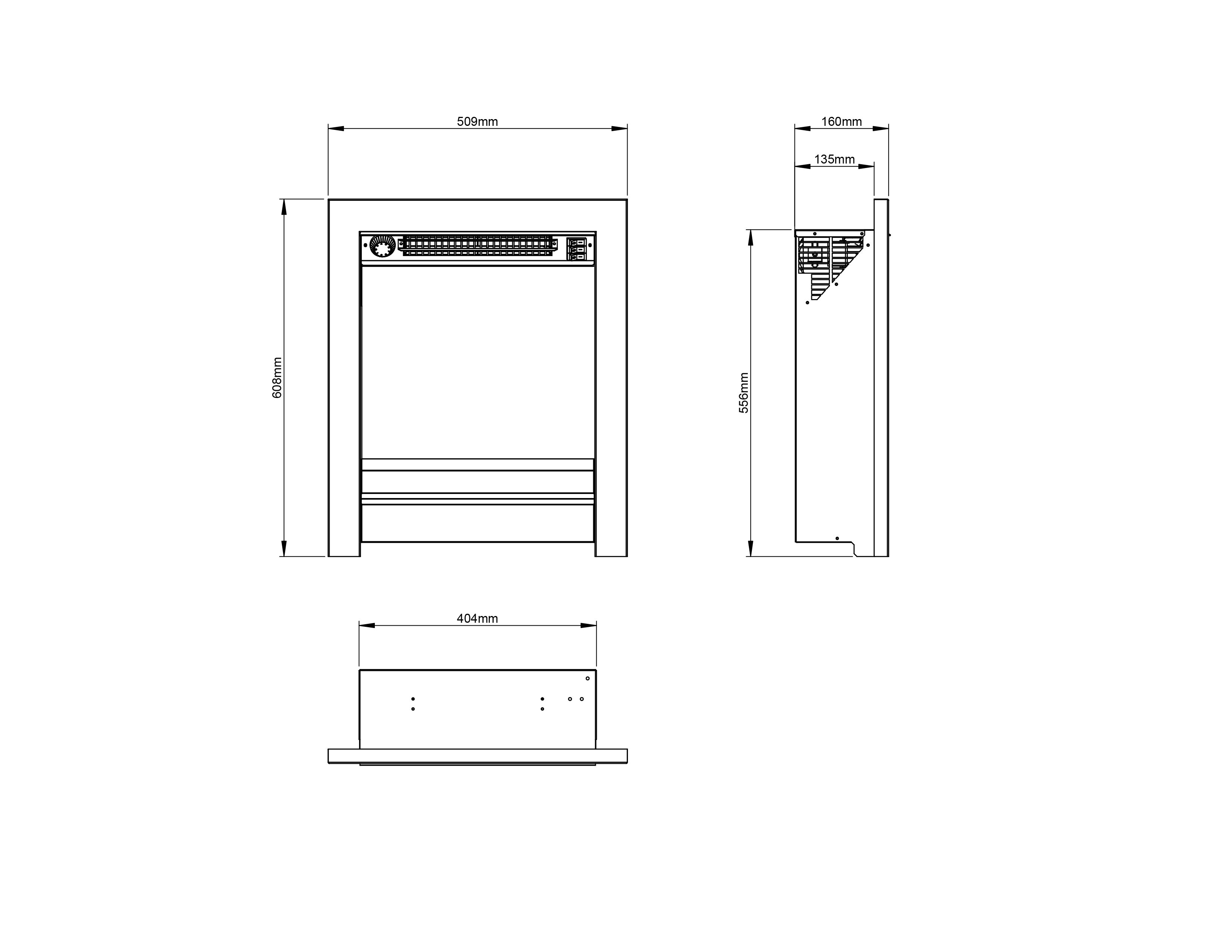 Be Modern Ekon 2kW Black Nickel effect Electric Fire (H)565mm (W)410mm (D)140mm