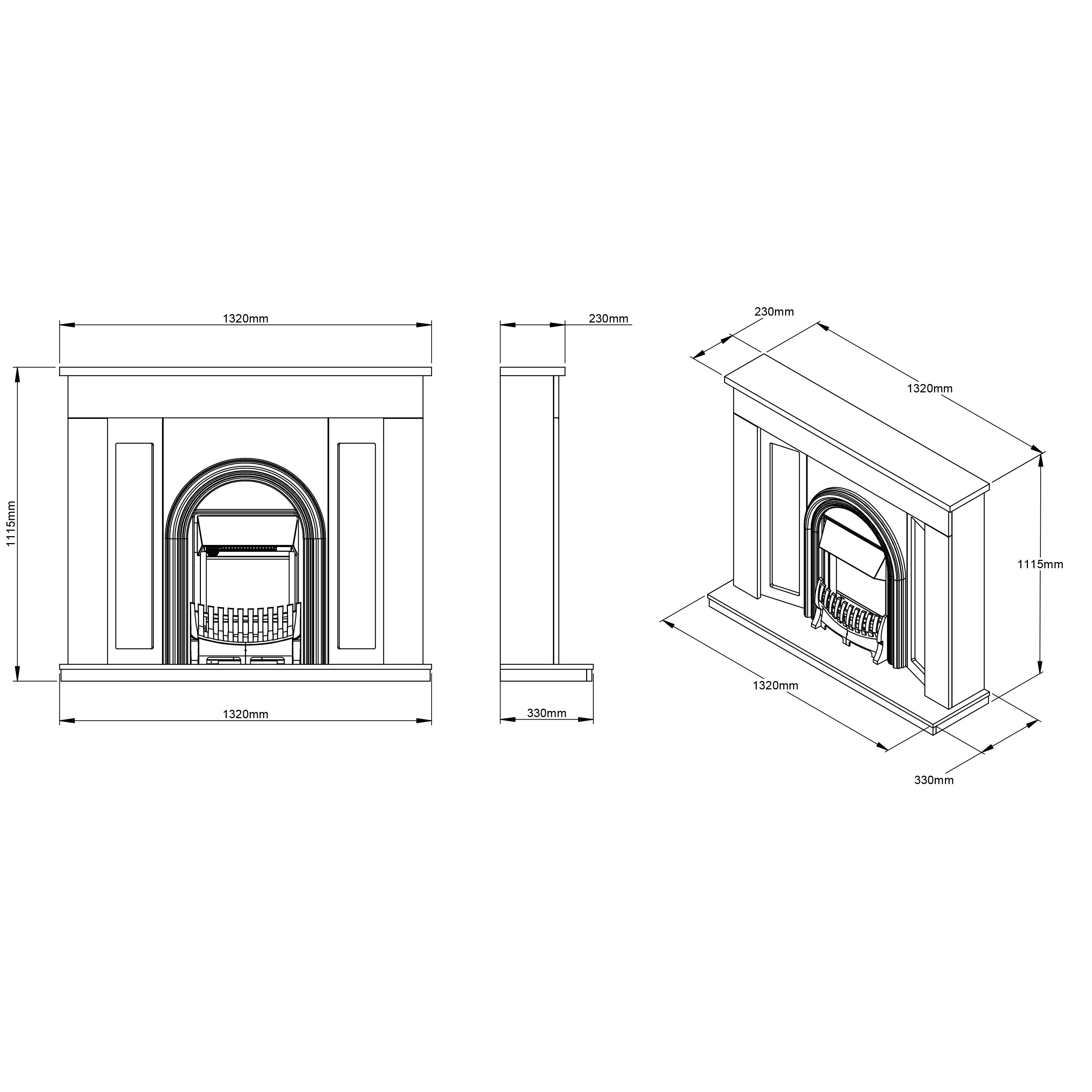 Be Modern Elberton Ash white & black Glass, MDF & metal Freestanding & wall-mounted Electric Fire suite