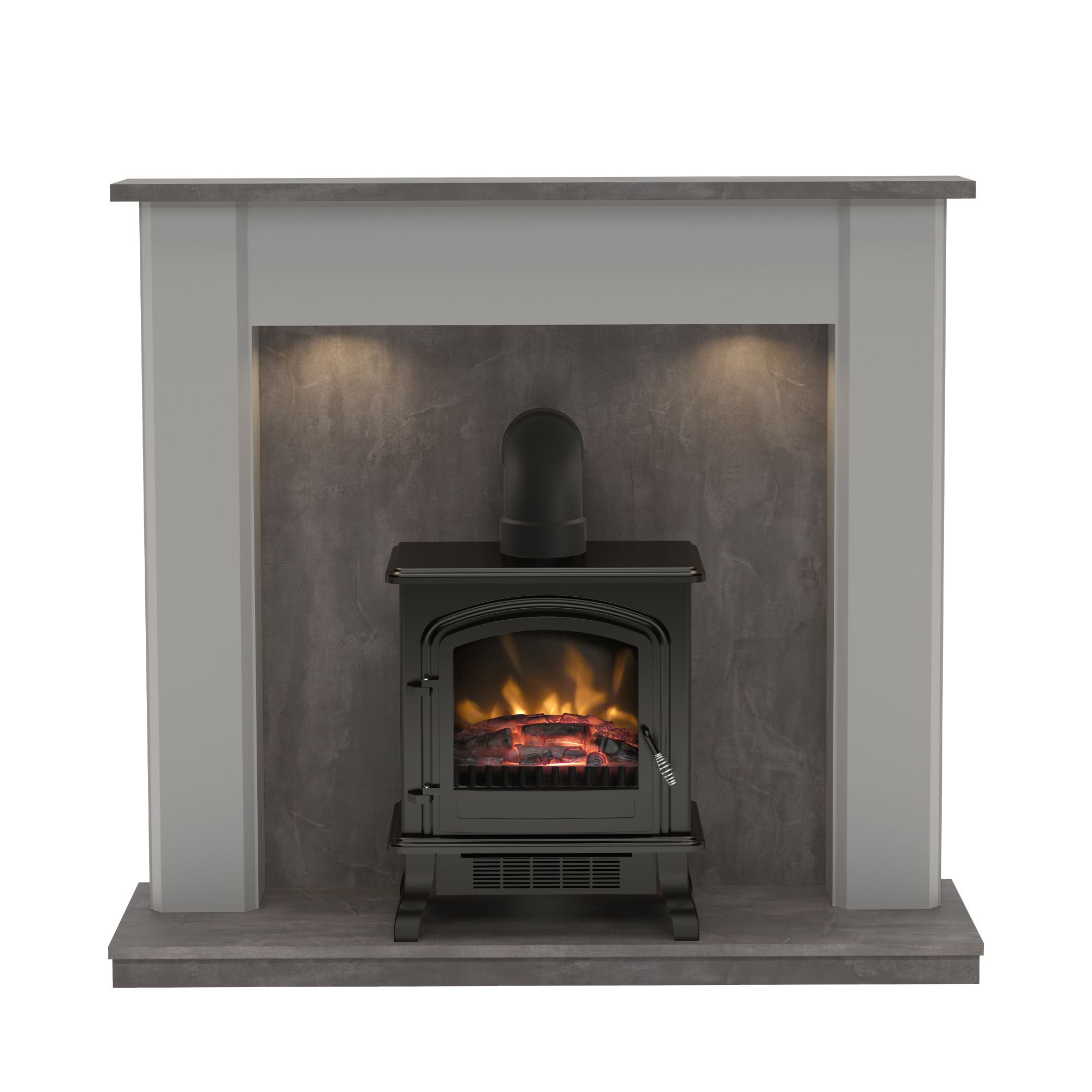 Be Modern Emmbrook Grey Freestanding Electric Fire suite