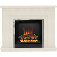 Be Modern Evelina Manila Micro Marble Chrome effect Freestanding Electric Fire suite