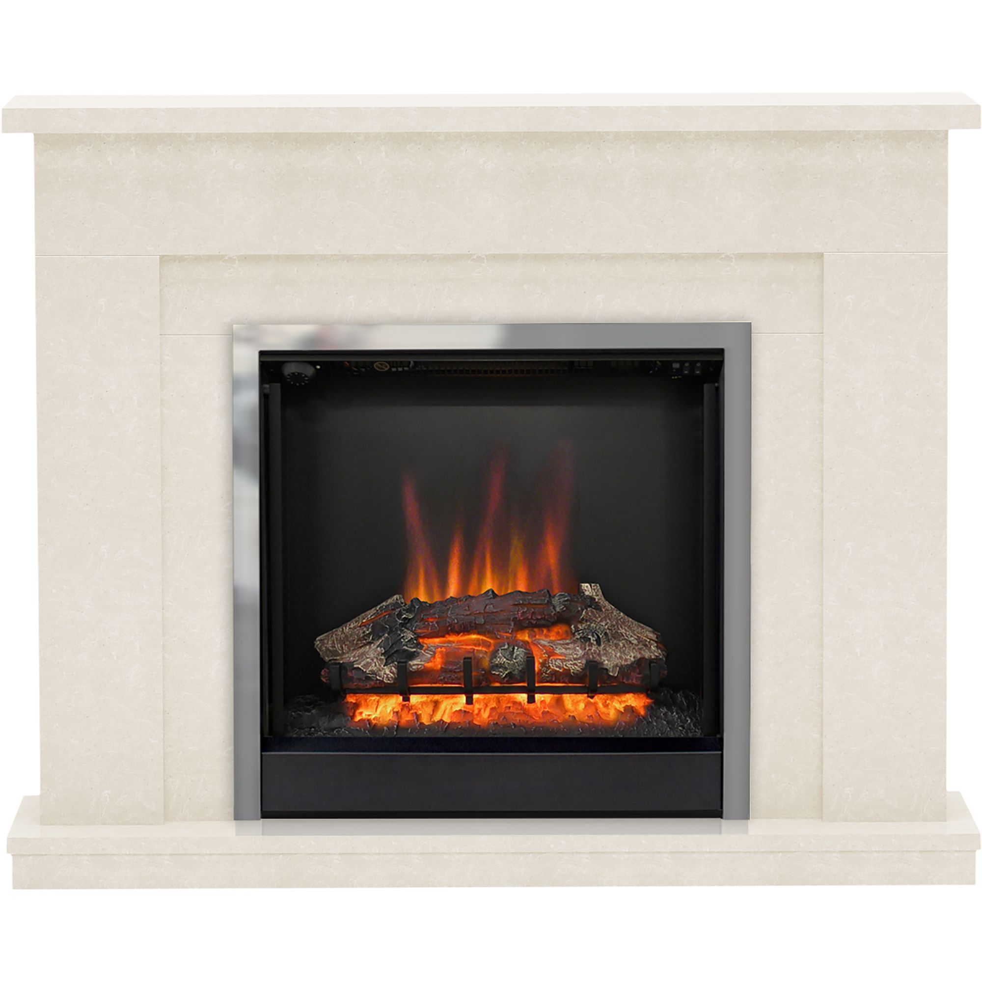 Be Modern Evelina Manila Micro Marble Chrome effect Freestanding Electric Fire suite