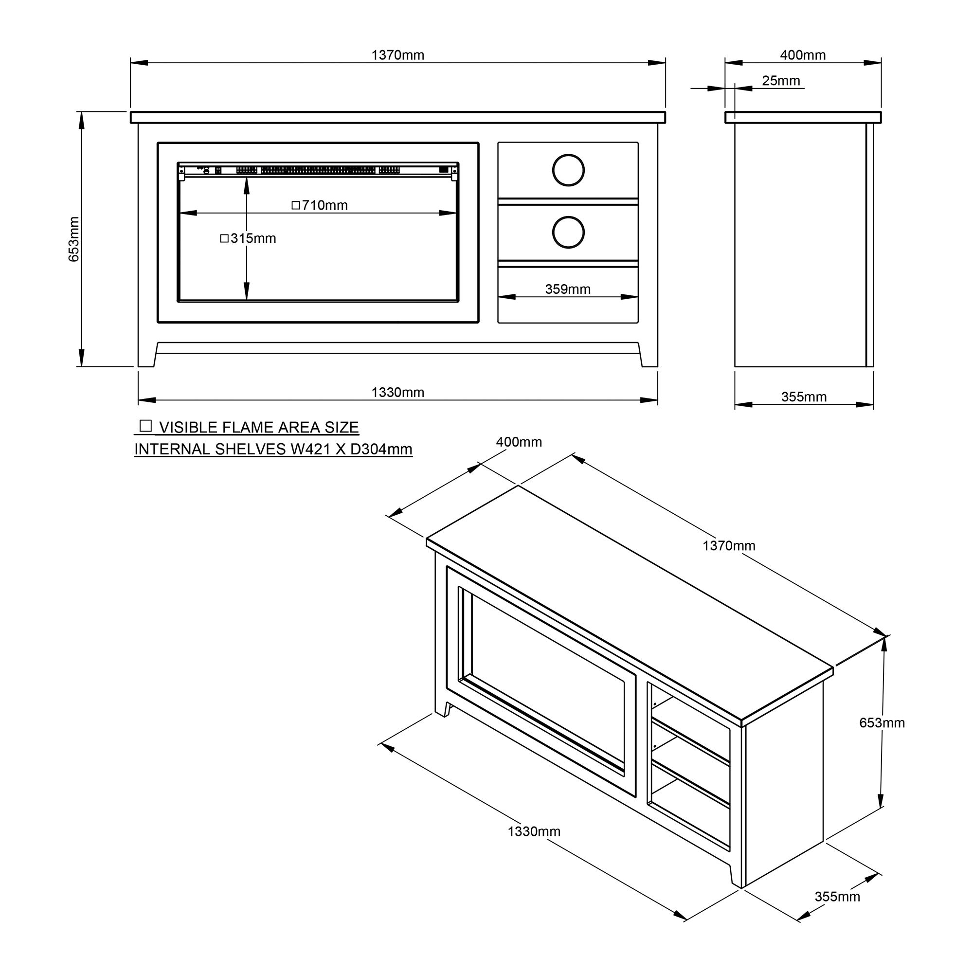 Be Modern Farlington Ash white & black Glass, MDF & metal Freestanding Electric Fire suite