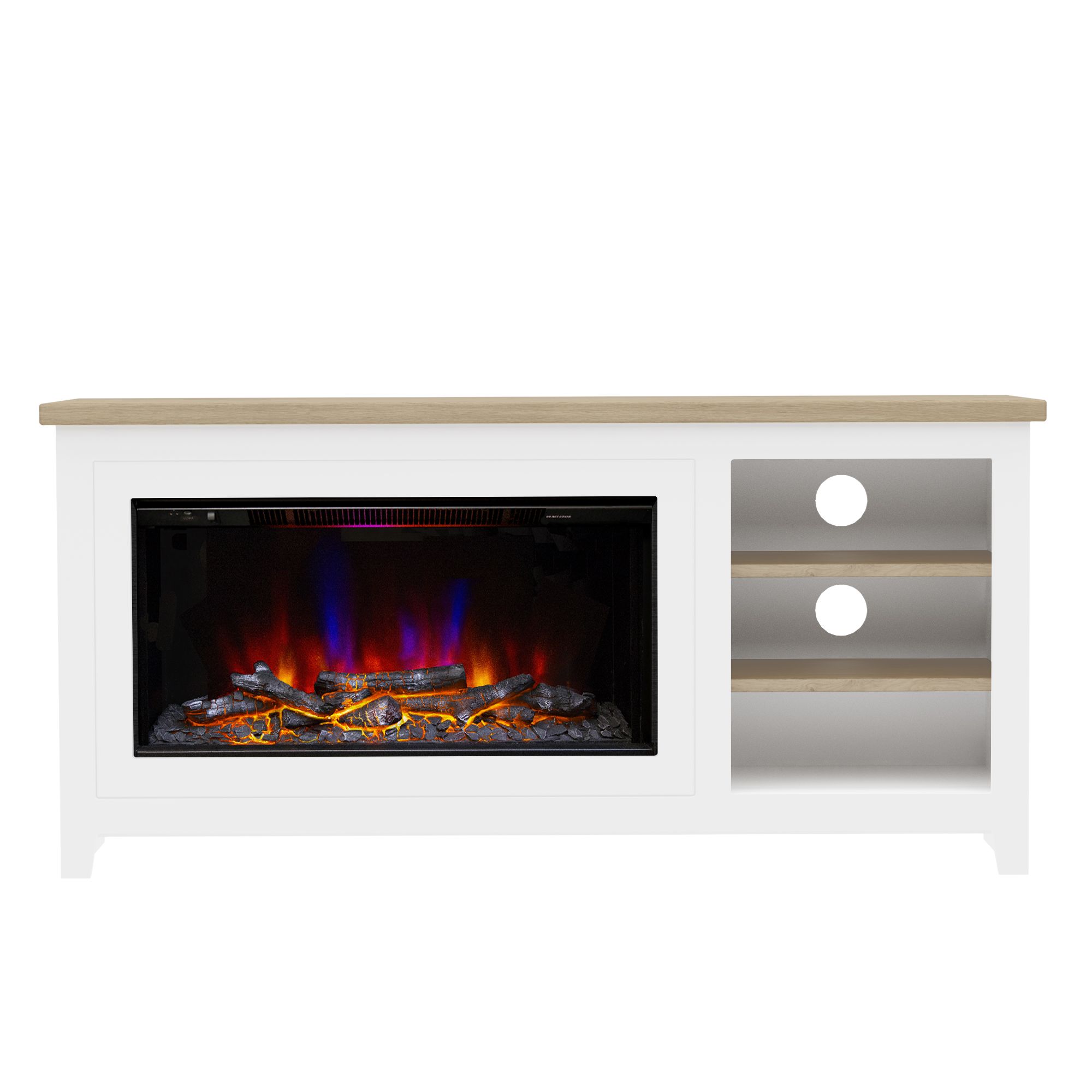 Be Modern Farlington Ash white & black Glass, MDF & metal Freestanding Electric Fire suite