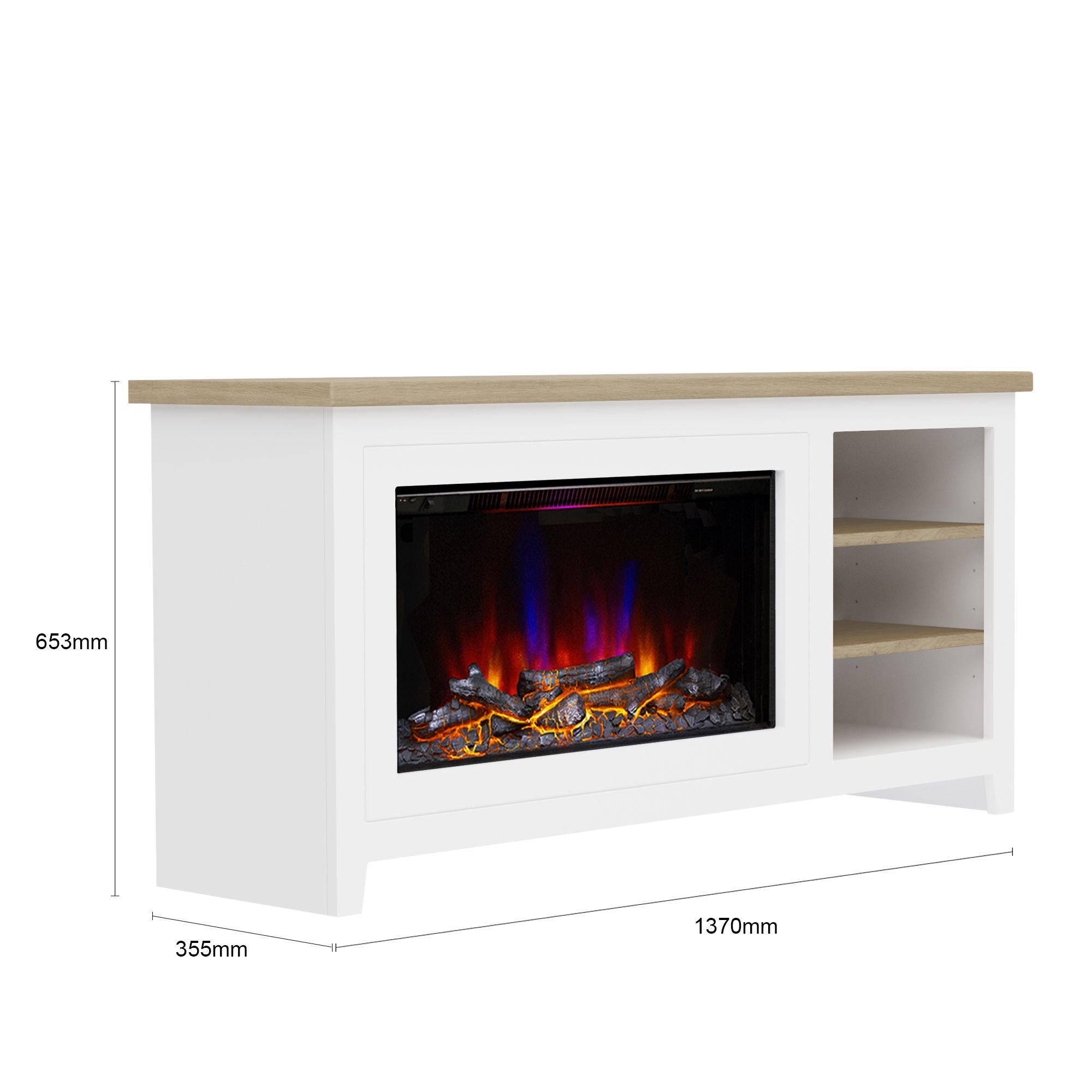 Be Modern Farlington Ash white & black Glass, MDF & metal Freestanding Electric Fire suite