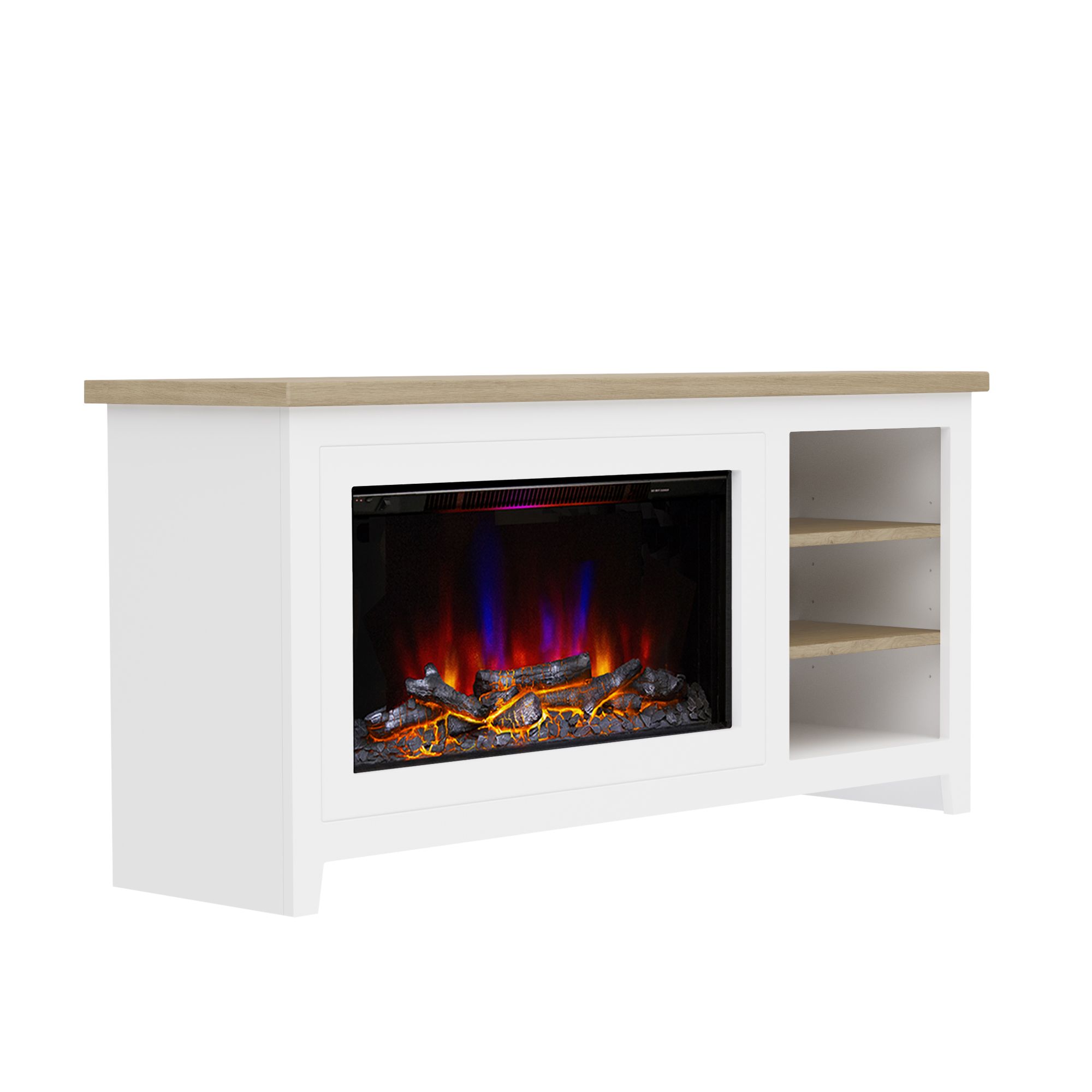 Be Modern Farlington Ash white & black Glass, MDF & metal Freestanding Electric Fire suite