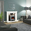Be Modern Fontwell White marble & Slate effect Fire surround set with Lights included