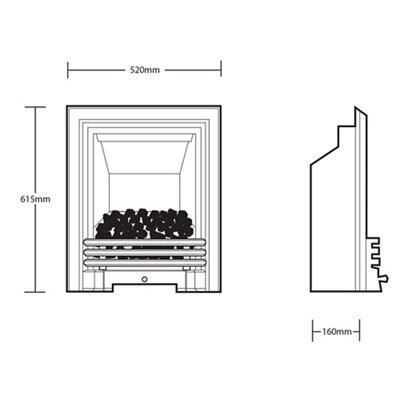 Be Modern Fremont 2kW Chrome effect Electric Fire (H)565mm (W)410mm (D)140mm