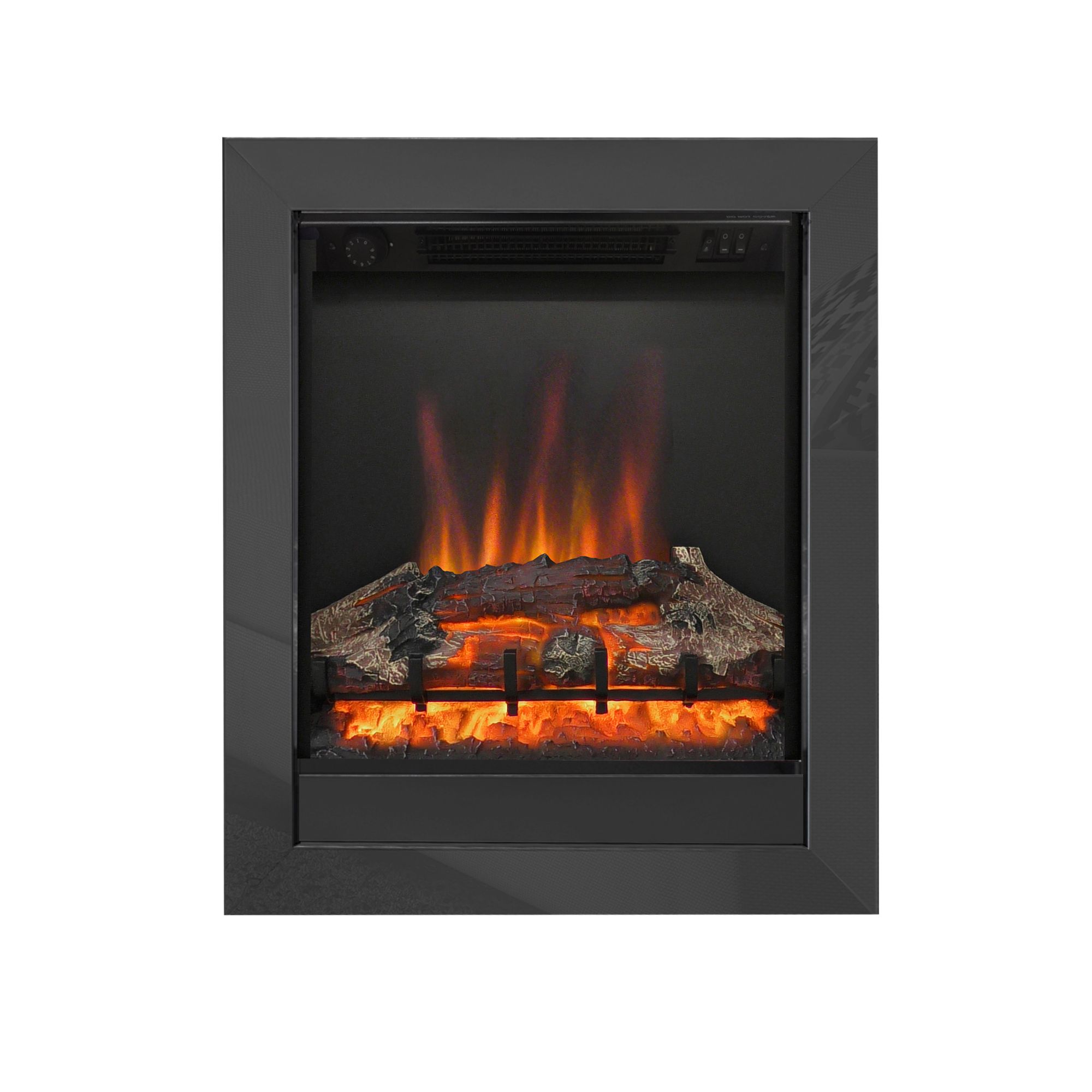 Be Modern Hagen 2kW Black Chrome effect Inset Electric Fire (H)565mm (W)460mm (D)140mm