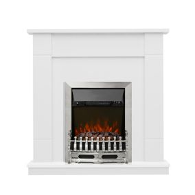 Be Modern Hunton White Chrome effect Electric Fire suite