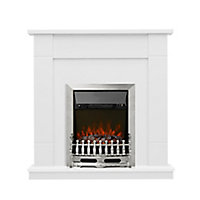 Be Modern Hunton White Chrome effect Inset Electric Fire suite