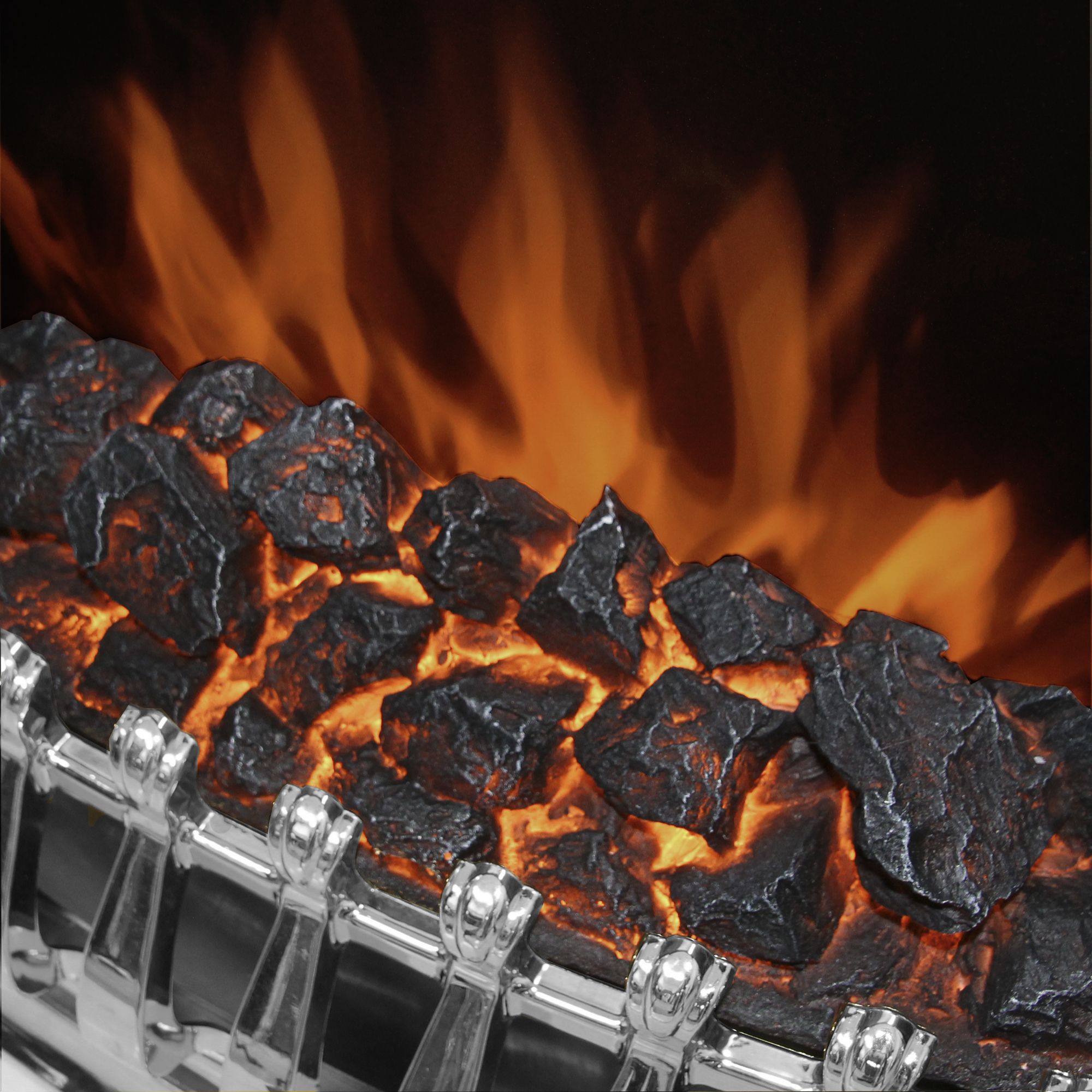 Be Modern Hunton White Chrome effect Inset Electric Fire suite