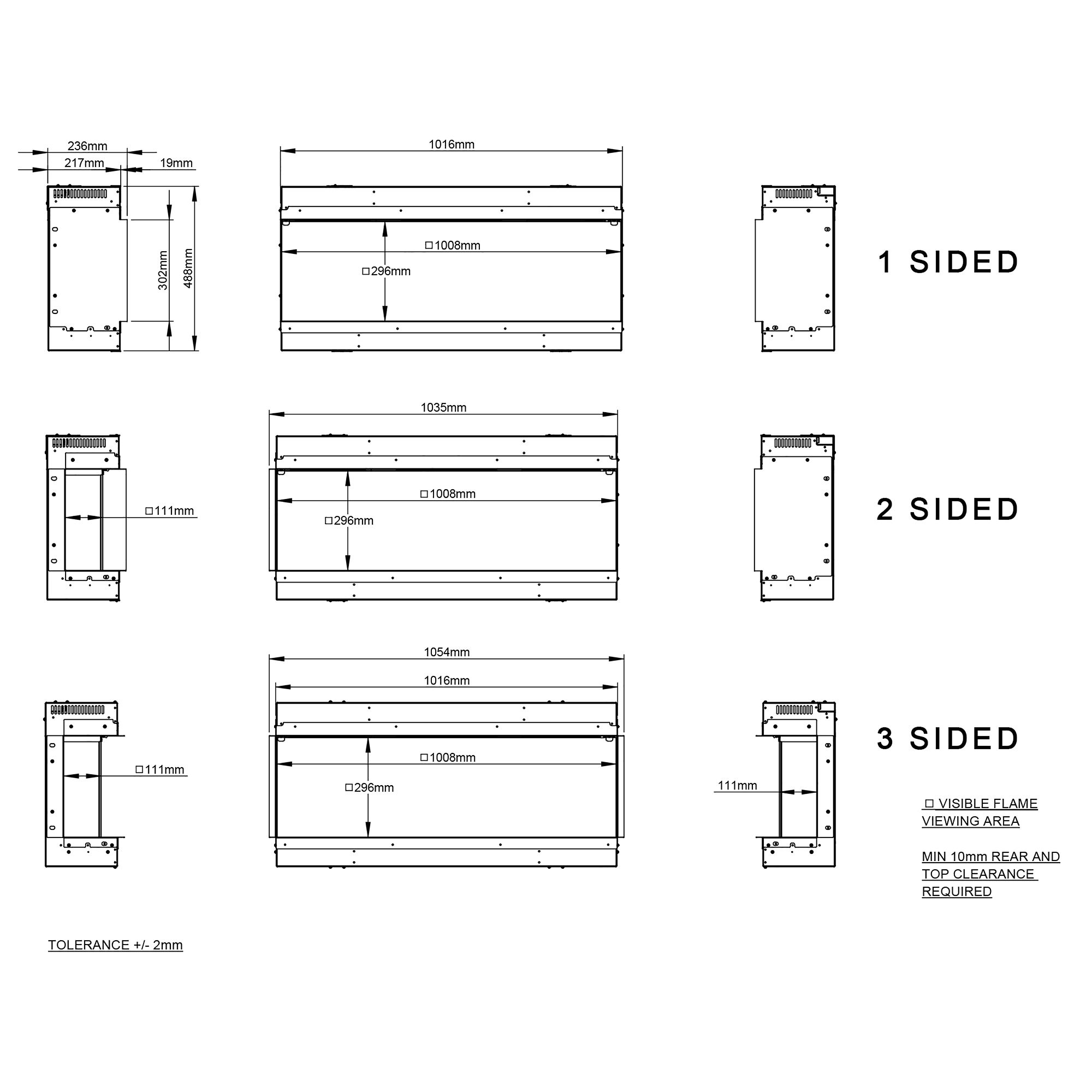 Be Modern Insito 2kW Matt Black Glass effect Inset Electric Fire (H)505mm (W)1025mm (D)235mm