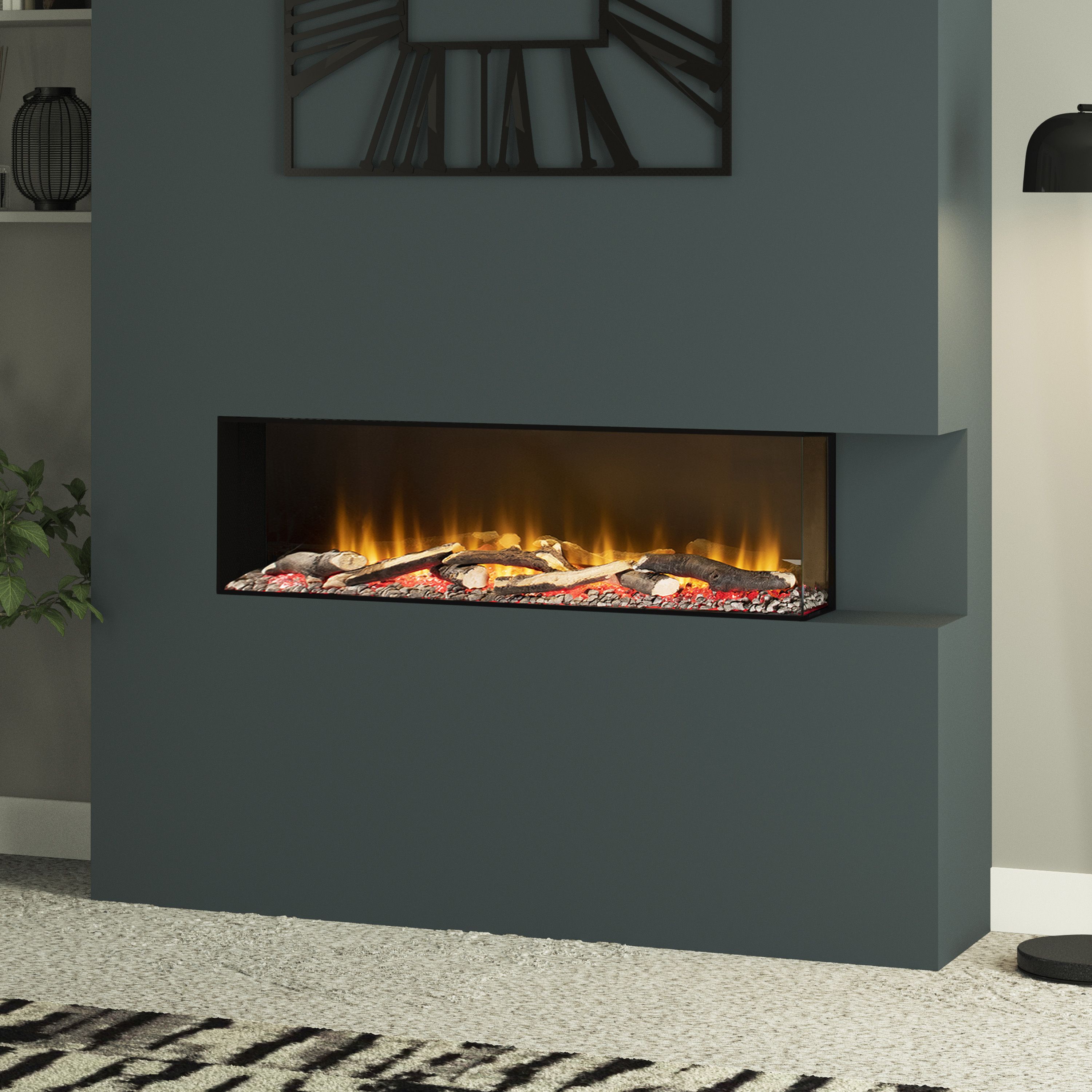 Be Modern Insito 2kW Matt Black Glass effect Inset Electric Fire (H)505mm (W)1025mm (D)235mm