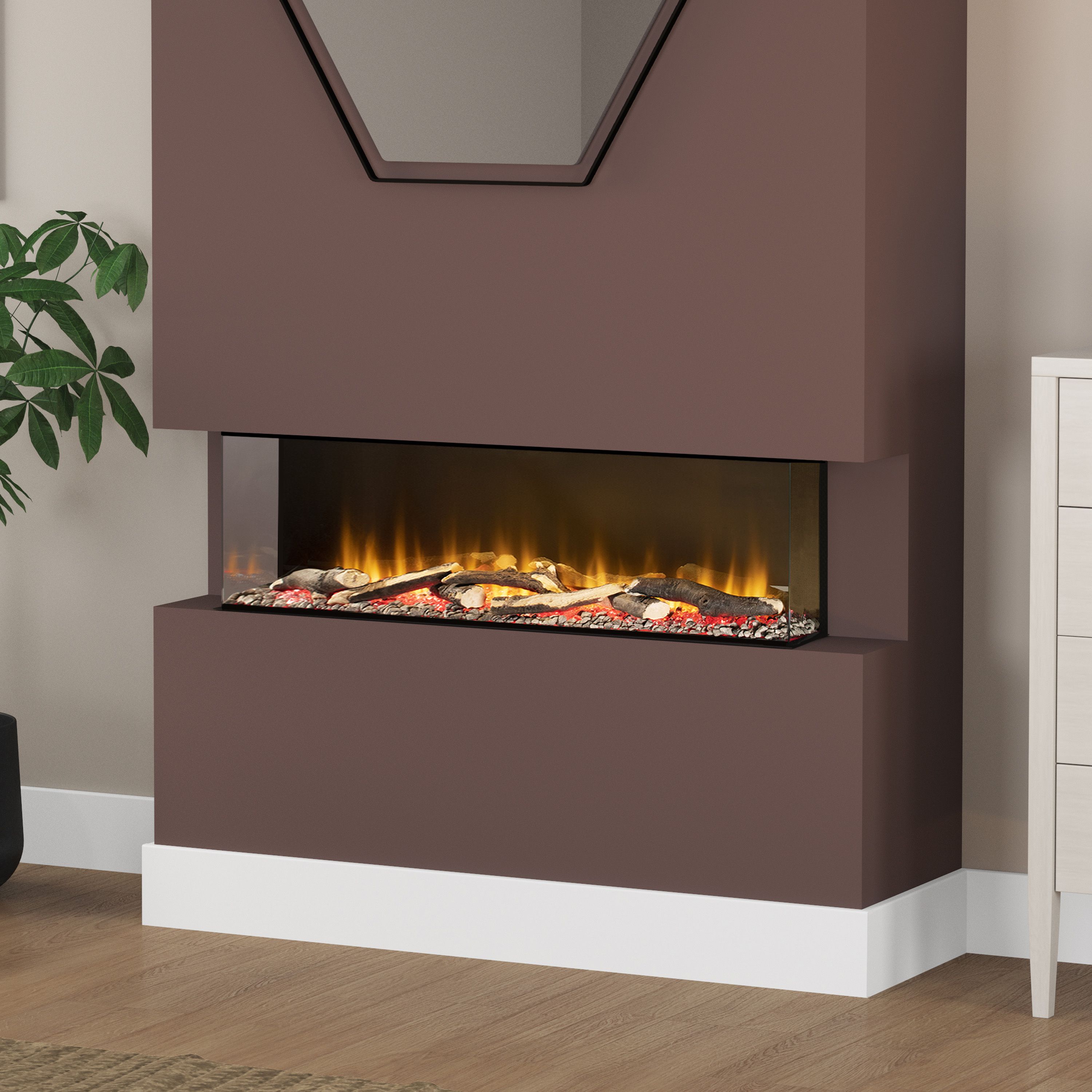 Be Modern Insito 2kW Matt Black Glass effect Inset Electric Fire (H)505mm (W)1025mm (D)235mm