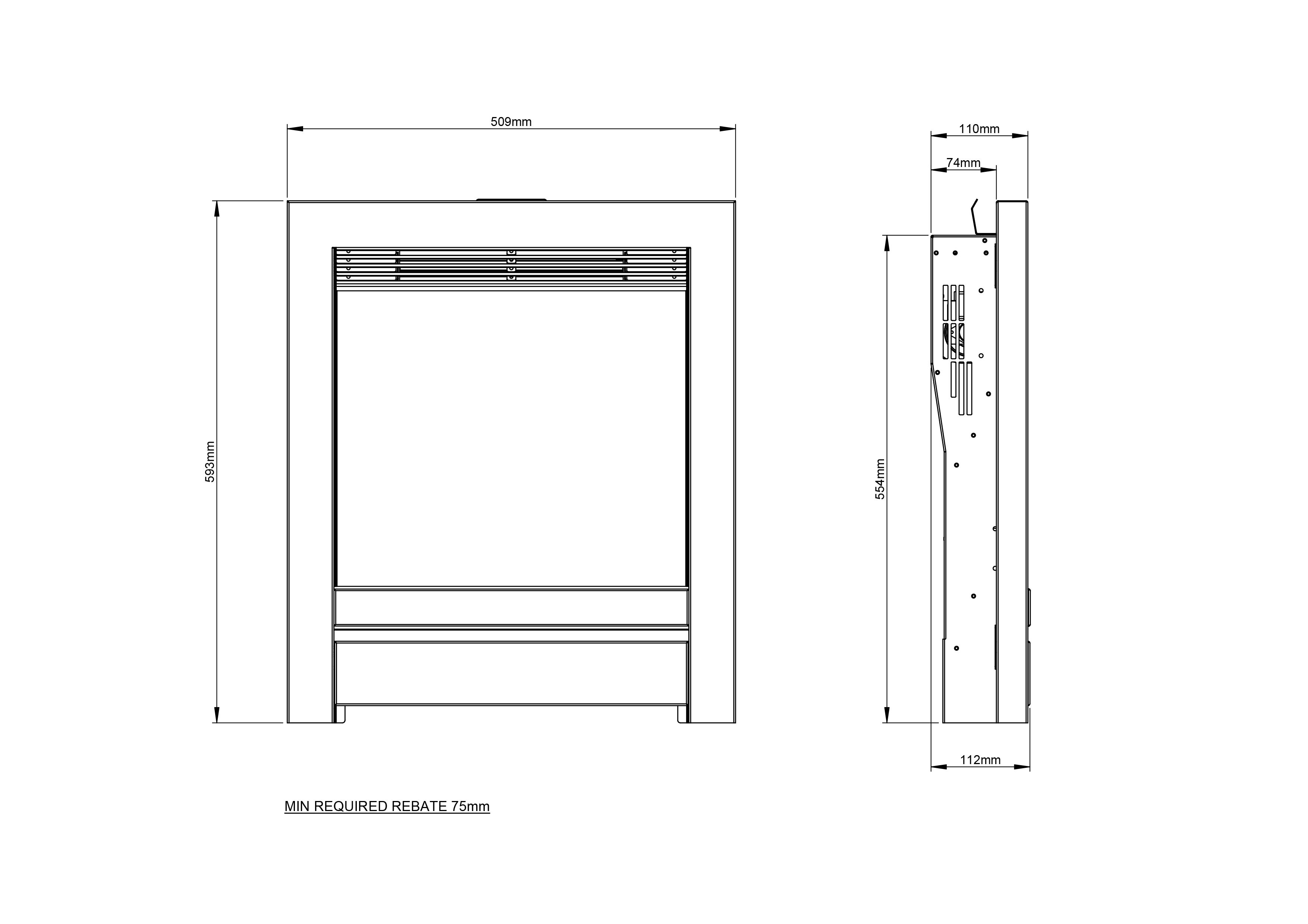 Be Modern Kempton 2kW Black Nickel effect Inset Electric Fire (H)565mm (W)413mm (D)75mm