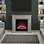 Be Modern Kingswell Dark grey Glass effect Glass, MDF & metal Freestanding & wall-mounted Electric Fire suite