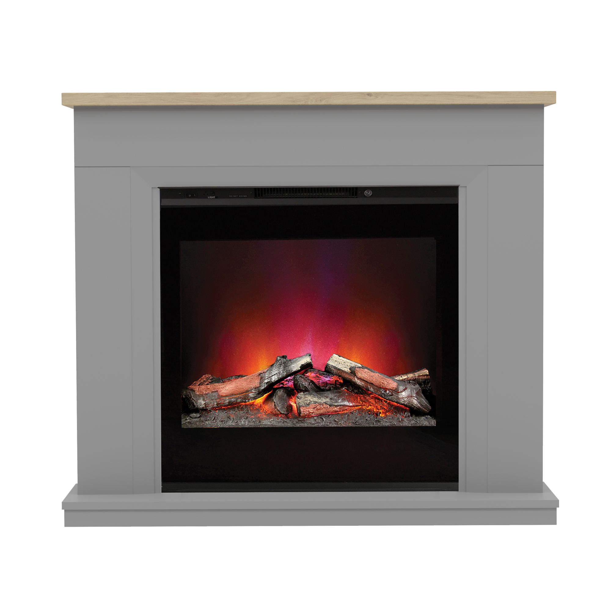 Be Modern Kingswell Dark grey Glass effect Glass, MDF & metal Freestanding & wall-mounted Electric Fire suite