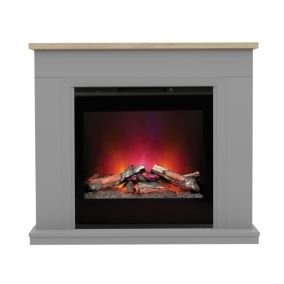 Be Modern Kingswell Dark grey Glass, MDF & metal Freestanding & wall-mounted Electric Fire suite
