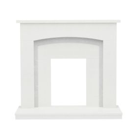 Be Modern Lauretta White Micro-marble Fireplace surround set