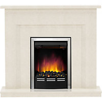 Be Modern Mariano Manila Micro Marble Chrome effect Freestanding Electric Fire suite