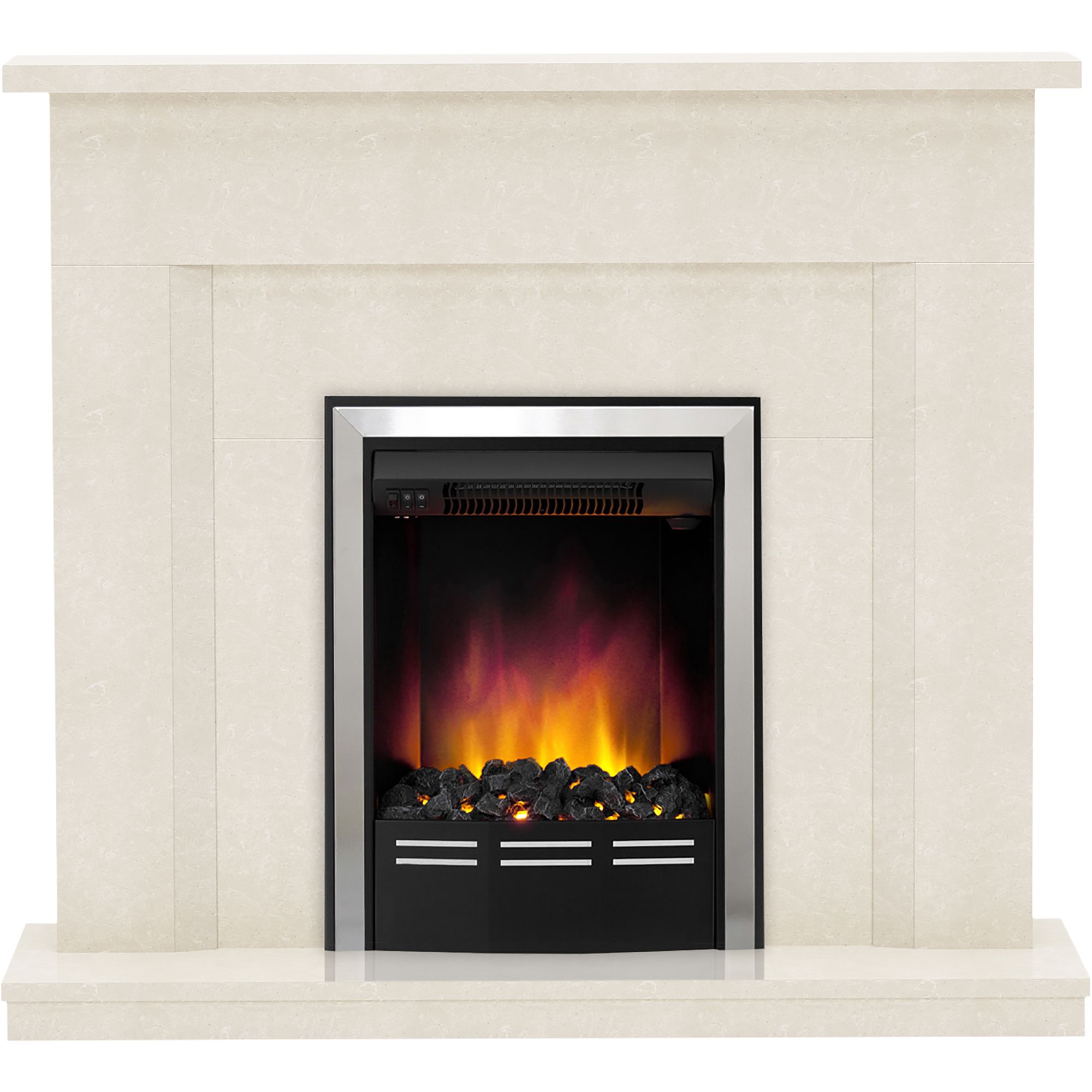 Be Modern Mariano Manila Micro Marble Freestanding Electric Fire suite