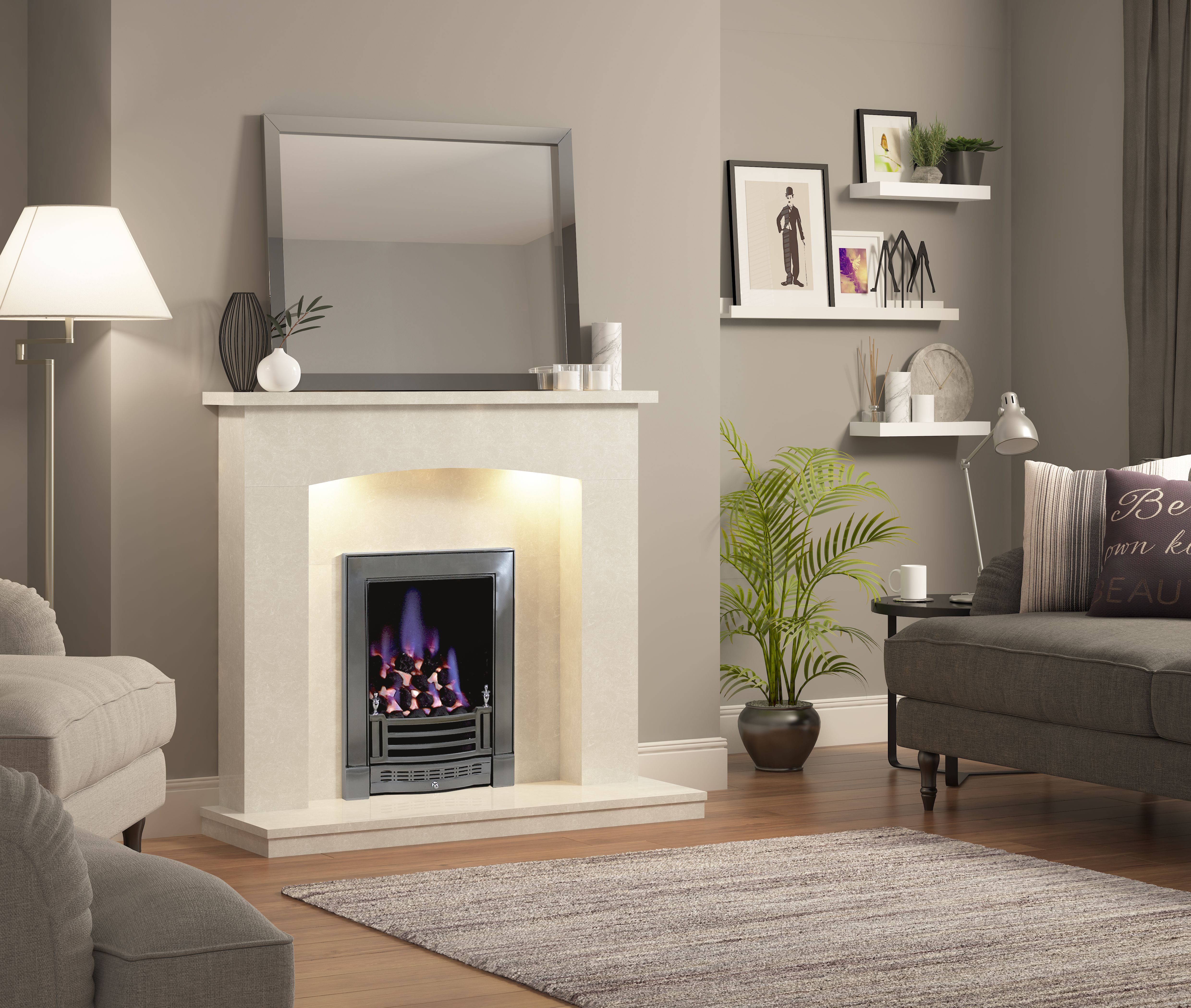Be Modern Midland Manila Fire surround set with Lights included