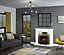 Be Modern Nightingale White, grey & black Textured stone effect Freestanding Electric Stove suite